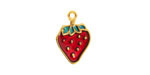 24K Gold (Plated) Enameled Strawberry Focal 13x18mm