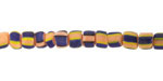 Java Glass Navy & Peach w/ Stripes Graduated Gooseberry Beads 3-6x4-6mm