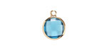 Capri Crystal Round Drop in Gold Finish Bezel 12.8x16.5mm