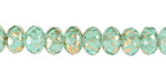 Czech Glass Aquamarine w/ Gold Flecks Fire Polished Rondelle 6x9mm