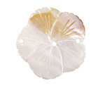 White Shell Carved Hibiscus 3-Hole Focal 38mm