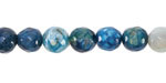 Aqua/White Fire Agate Faceted Round 8mm