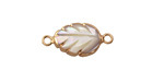 Mother of Pearl Carved Leaf Focal Link w/ Gold Finish 19x9mm