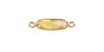 Yellow Crystal Elongated Oval Link in Gold Finish Bezel 22x6mm