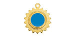 24K Gold (plated) Cornflower Enamel Sun Focal 18x21mm