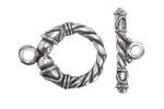 Mykonos Antique Silver (plated) Ornate Roped Toggle Clasp 28x21mm, 25mm Bar