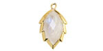 Blue Moonstone Faceted Puff Leaf Focal w/ Gold Finish 14x22mm