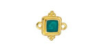 24K Gold (plated) Emerald Pearl Enamel Beaded Square Focal Link 15x14.5mm