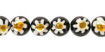Millefiori Glass Black w/ White Daisy Round 10mm