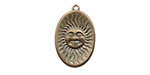 Vintaj Natural Brass Sun Face Charm 14x22mm