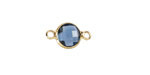 Midnight Blue Crystal Round Link in Gold Finish Bezel 14.5x8.5mm