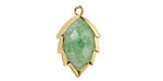 Green Strawberry Quartz Faceted Puff Leaf Focal w/ Gold Finish 14x22mm
