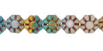 Czech Glass Sunny Coast w/ Metallic Rainbow Cactus Flower 9mm