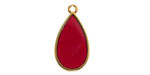 24k Gold (Plated) Transparent Ruby Red Resin Drop Focal 13x23mm
