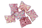 Czech Glass Amethyst AB w/ Metallic Pink Butterfly 15x12mm