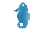 Peacock Blue Beach-Style Glass Sea Horse Pendant 17x29mm