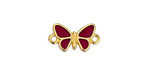 24K Gold (plated) Framed Transparent Ruby Butterfly Focal Link 17.5x10mm