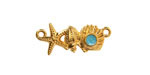 24K Gold (plated) Aqua Enamel Sea Elements Focal Link 26x11mm