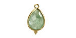 Green Strawberry Quartz w/ Gold Finish Faceted Teardrop Focal 12x21mm