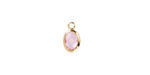 Rose Pink Crystal Oval Drop in Gold Finish Bezel 6x8mm