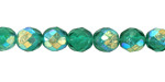 Czech Glass Textured Emerald AB Fire Polished Round 8mm