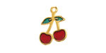 24K Gold (Plated) Enameled Cherry Focal 14x20mm