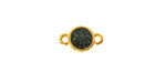 24K Gold (Plated) Jet Glitter Resin Round Focal Link 13x8mm