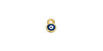 24K Gold (plated) Peacock Enamel Evil Eye Tiny Focal 5x7mm