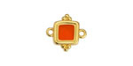 24K Gold (plated) Hyacinth Enamel Beaded Square Focal Link 15x14.5mm