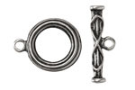 Antique Silver Finish Carved Toggle Clasp 25x20mm, 29mm Bar