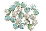 Czech Glass Aquamarine w/ Antique Silver Lantern 6mm