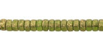 Czech Glass Textured Peridot w/ Gold Wash Heishi 3x6mm