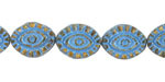 Czech Glass Amber Picasso w/ Turquoise Wash Mystic Eye 14x11mm