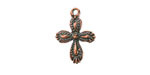 Mykonos Antique Copper (plated) Ornate Cross Charm 15x20mm