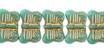 Czech Glass Green Turquoise w/ Gold Wash Butterfly 16x11mm