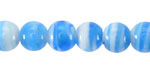 Aqua & White Swirl Lampwork Glass Round 10mm