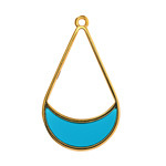 24K Gold (Plated) Transparent Turquoise Resin Openwork Teardrop Focal 24x42mm