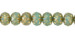 Czech Glass Textured Turquoise w/ Gold Cruller 7x10mm