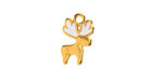 24K Gold (plated) White Enamel Reindeer Pendant 10x16mm
