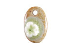 Bottle Green Crackle Porcelain Waterlily Teardrop Focal 17x27mm