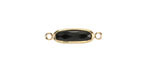 Jet Crystal Elongated Oval Link in Gold Finish Bezel 22x6mm