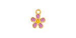 24K Gold (plated) Lilac/Yellow Enamel Daisy Focal 10.5x13.5mm