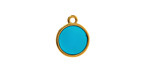 24K Gold (Plated) Transparent Turquoise Resin Round Focal 12x14mm