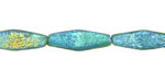 Czech Glass Textured Emerald AB Rhombus 20x8mm
