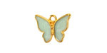 24K Gold (Plated) Mint Green Pearl Enamel Butterfly Focal 18x15mm