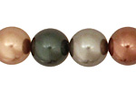 Multi (bronze, teal, flax) Shell Pearl Round 14mm