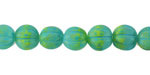 Czech Glass Matte Turquoise & Neon Green Mix Melon Round 8mm