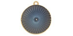 24K Gold (plated) Transparent Storm Gray Enamel Round Radiant Focal 20x23mm