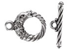 Mykonos Antique Silver (plated) Dragon Toggle Clasp 21x28mm, 32mm Bar