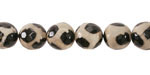 Tibetan (Dzi) Agate Black & White Patterned Faceted Round 10mm